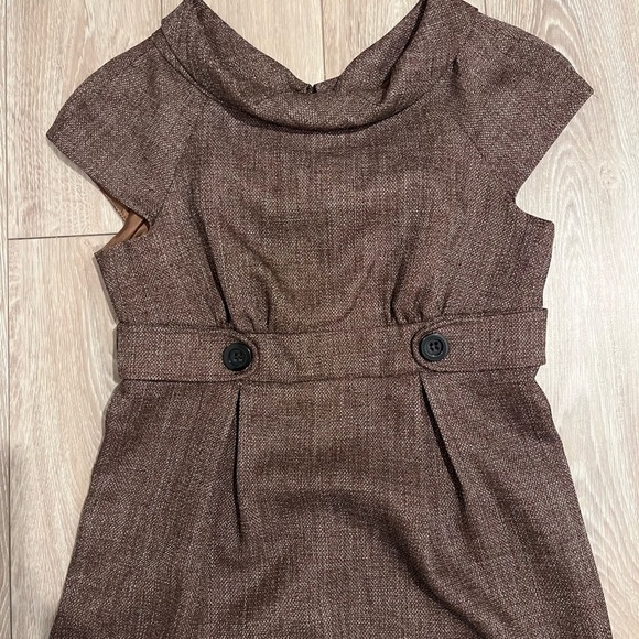 Vintage London Times Dark Academia Brown Tweed School Girl Preppy MIDI Dress 4 - Picture 3 of 7